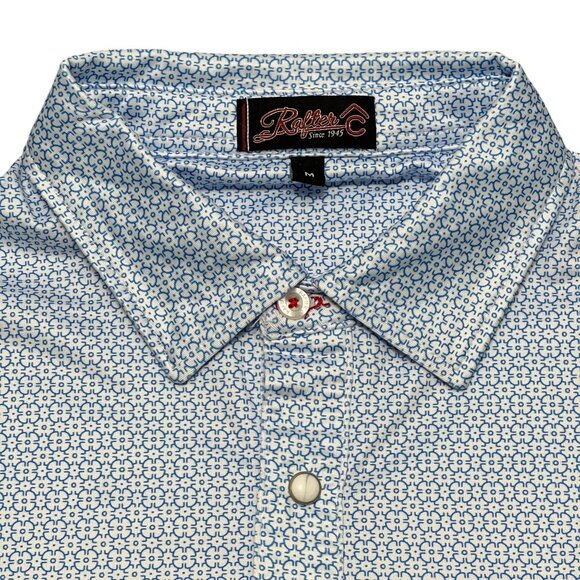 Rafter C Men's Light Blue Pattern Polo Size Medium - Picture 5 of 5
